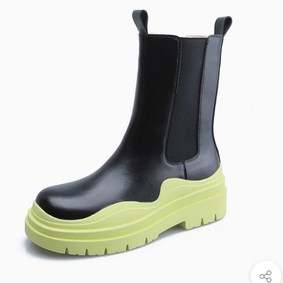 COPY - Chelsea Black /Lime Lug Sole Boots 🥾 - Picture 3 of 4